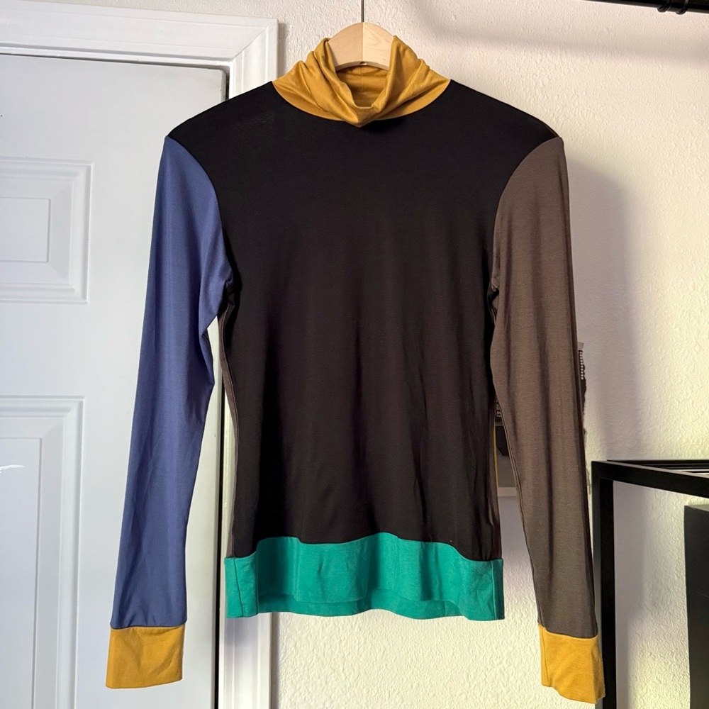Marni‎ x H&M Heattech colorblock mock turtleneck long sleeve tee top shirt